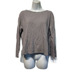 betty & co London striped long sleeve ruffle trim blouse Size 36